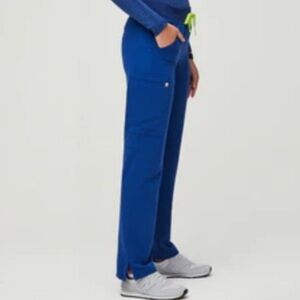 Figs Kade Cargo Scrub Pants Straight Leg Electric Blue LT Large Tall